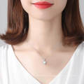 S925 Silver CZ Delicate Opal Stone Heart Pendant Necklace